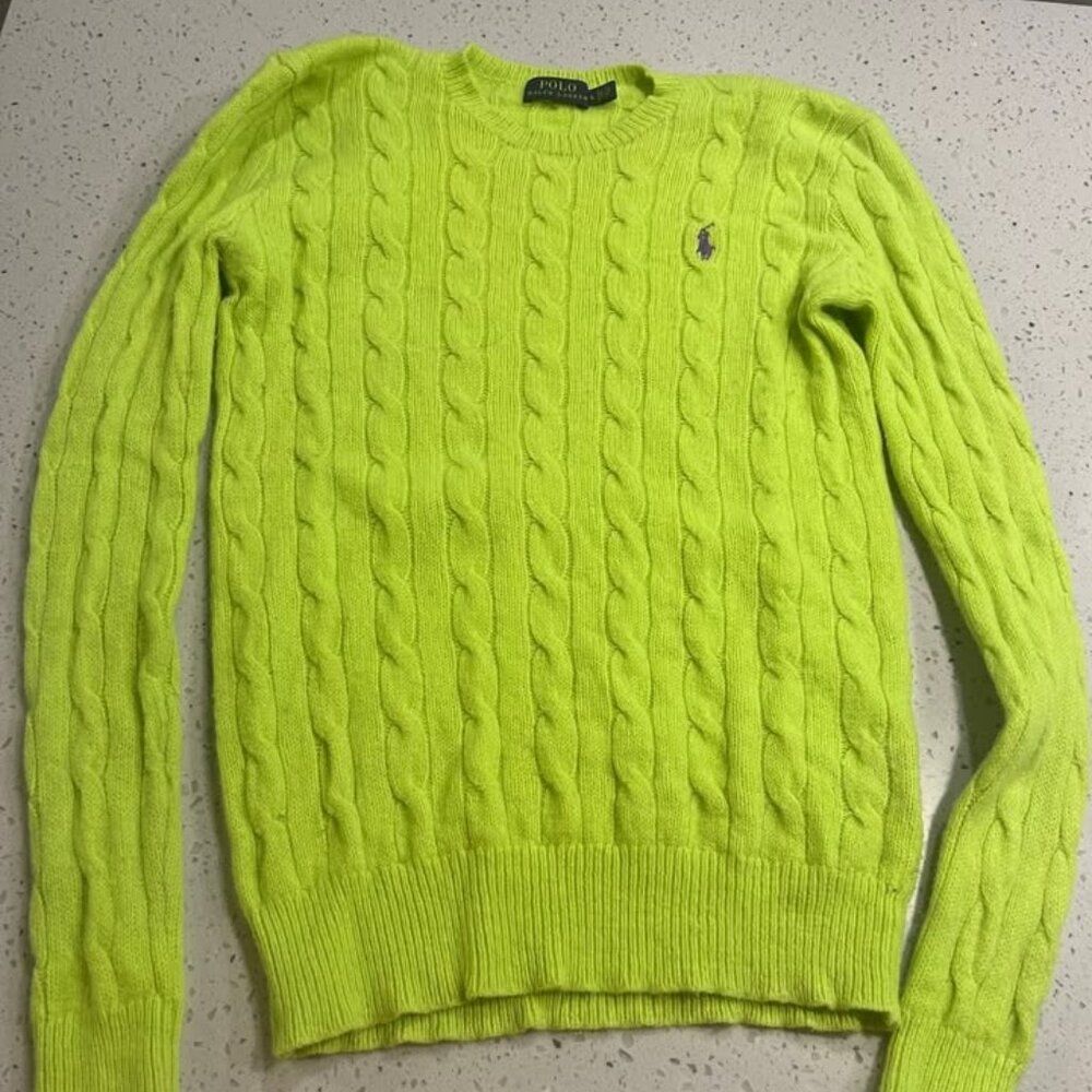 Ralph Lauren Lime Green Cable Knit Sweater